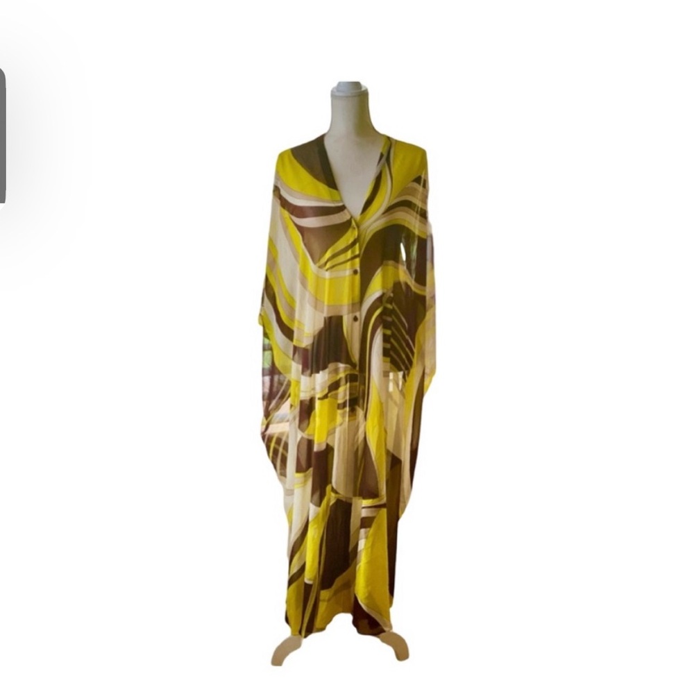 Zara Chiffon Button Down Kaftan Size M NWT
